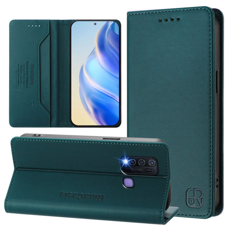 RC01 Dual-Folded Magnetic Suction RFID Leather Phone Case, For vivo Y52s 5G / Y72 5G India, For vivo Y30 4G Global, For vivo Y27 4G 2023 Global