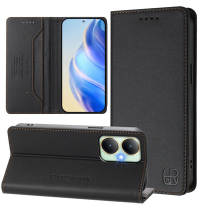 RC01 Dual-Folded Magnetic Suction RFID Leather Phone Case, For vivo Y52s 5G / Y72 5G India, For vivo Y30 4G Global, For vivo Y27 4G 2023 Global