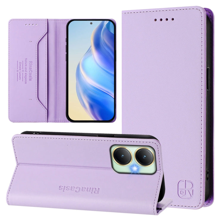 RC01 Dual-Folded Magnetic Suction RFID Leather Phone Case, For vivo Y52s 5G / Y72 5G India, For vivo Y30 4G Global, For vivo Y27 4G 2023 Global