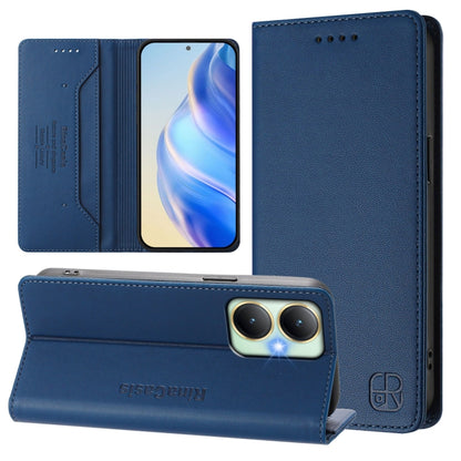 RC01 Dual-Folded Magnetic Suction RFID Leather Phone Case, For vivo Y52s 5G / Y72 5G India, For vivo Y30 4G Global, For vivo Y27 4G 2023 Global
