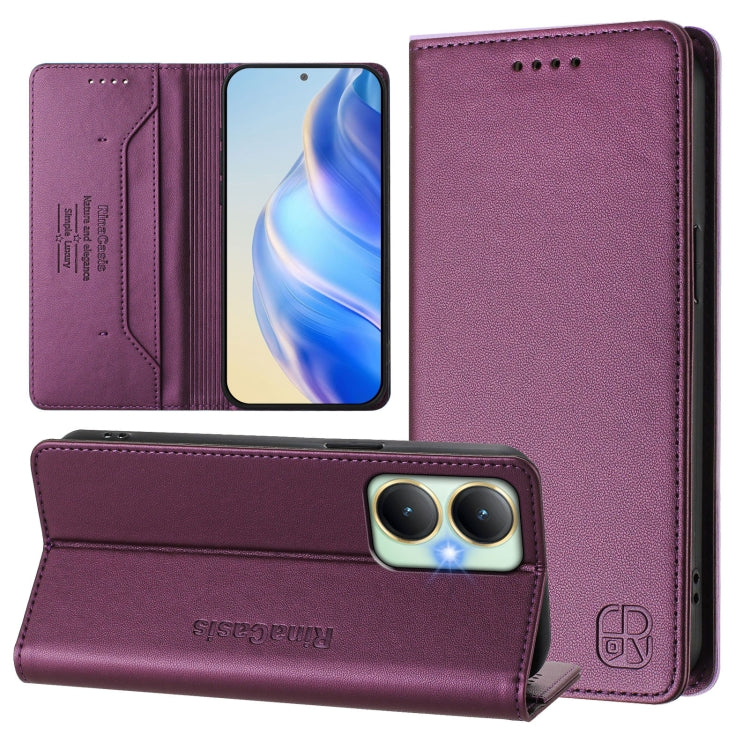 RC01 Dual-Folded Magnetic Suction RFID Leather Phone Case, For vivo Y52s 5G / Y72 5G India, For vivo Y30 4G Global, For vivo Y27 4G 2023 Global