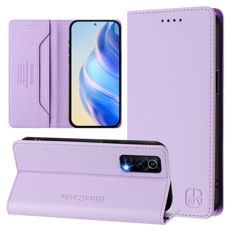 RC01 Dual-Folded Magnetic Suction RFID Leather Phone Case, For vivo V27 5G / V27 Pro Global, For vivo V27e 4G / T2 4G Global, For vivo Y72 5G / iQOO Z3 / Y52 5G
