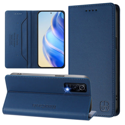RC01 Dual-Folded Magnetic Suction RFID Leather Phone Case, For vivo V27 5G / V27 Pro Global, For vivo V27e 4G / T2 4G Global, For vivo Y72 5G / iQOO Z3 / Y52 5G