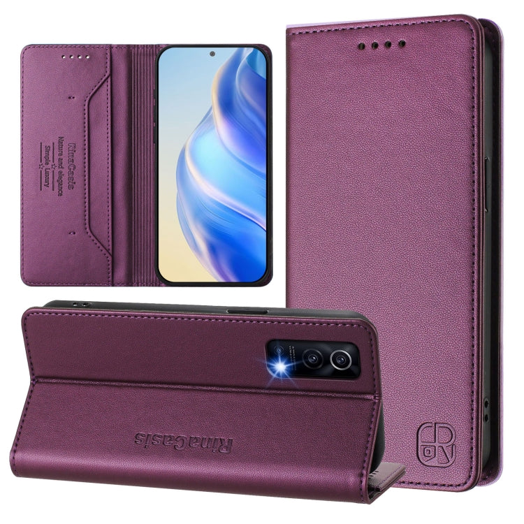 RC01 Dual-Folded Magnetic Suction RFID Leather Phone Case, For vivo V27 5G / V27 Pro Global, For vivo V27e 4G / T2 4G Global, For vivo Y72 5G / iQOO Z3 / Y52 5G