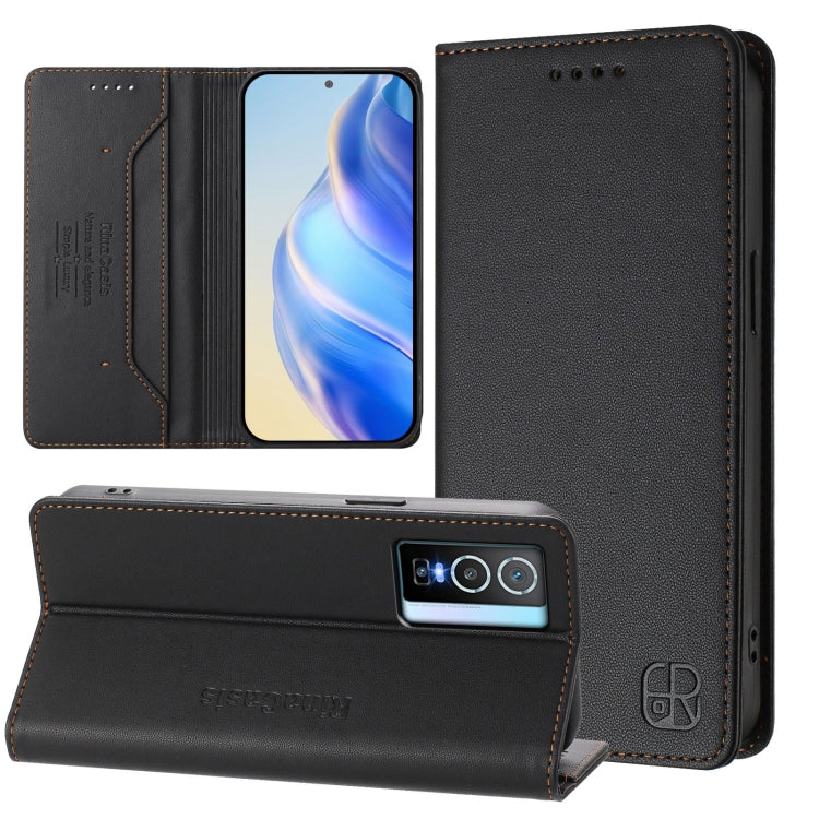 RC01 Dual-Folded Magnetic Suction RFID Leather Phone Case, For vivo Y76 5G, For vivo V20 / V21e 4G / Y73 2021, For vivo Y31 4G 2021 India / Y53s