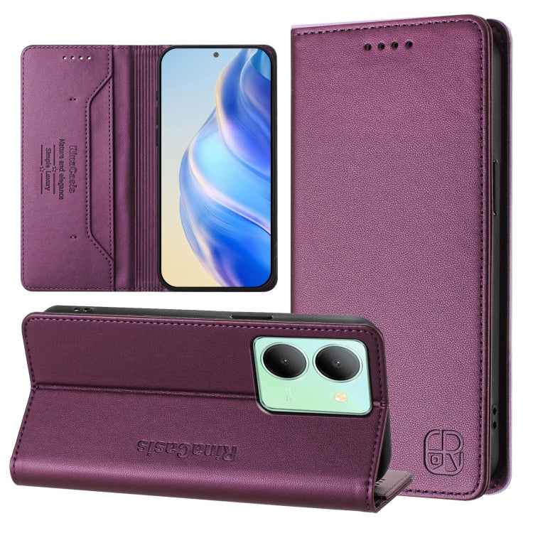RC01 Dual-Folded Magnetic Suction RFID Leather Phone Case, For vivo Y17s 4G Global / 5G India, For vivo Y02A 4G / Y02 4G / Y11 2023, For vivo Y36 4G / 5G Global