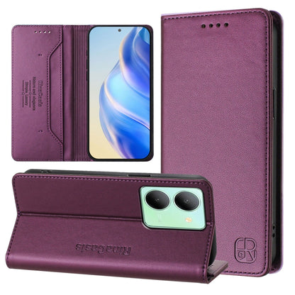 RC01 Dual-Folded Magnetic Suction RFID Leather Phone Case, For vivo Y17s 4G Global / 5G India, For vivo Y02A 4G / Y02 4G / Y11 2023, For vivo Y36 4G / 5G Global