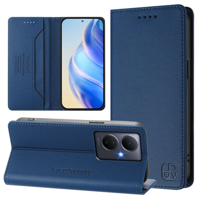 RC01 Dual-Folded Magnetic Suction RFID Leather Phone Case, For vivo Y78+ 5G / Y78 5G Global, For vivo Y56 5G / Y16 / Y02s 4G Global, For vivo Y100 5G Global