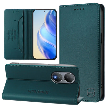 RC01 Dual-Folded Magnetic Suction RFID Leather Phone Case, For vivo Y78+ 5G / Y78 5G Global, For vivo Y56 5G / Y16 / Y02s 4G Global, For vivo Y100 5G Global