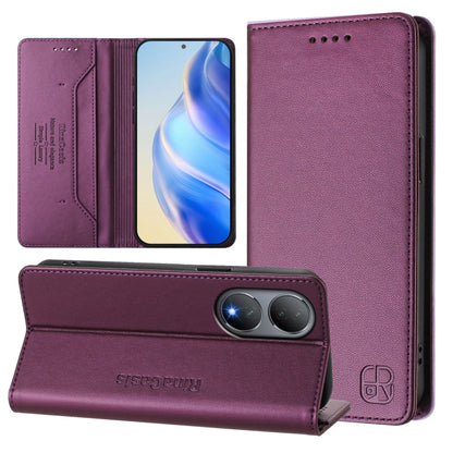 RC01 Dual-Folded Magnetic Suction RFID Leather Phone Case, For vivo Y78+ 5G / Y78 5G Global, For vivo Y56 5G / Y16 / Y02s 4G Global, For vivo Y100 5G Global
