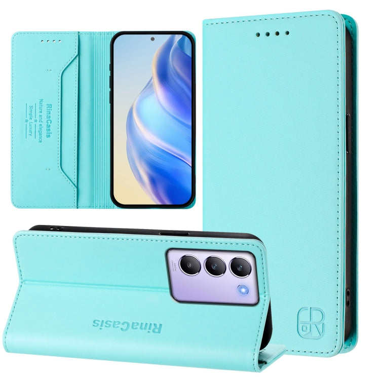 RC01 Dual-Folded Magnetic Suction RFID Leather Phone Case, For vivo iQOO Z9x, For vivo iQOO Z9 5G / Z9 Turbo 5G, For vivo Y100 5G IDN / Y200e 5G