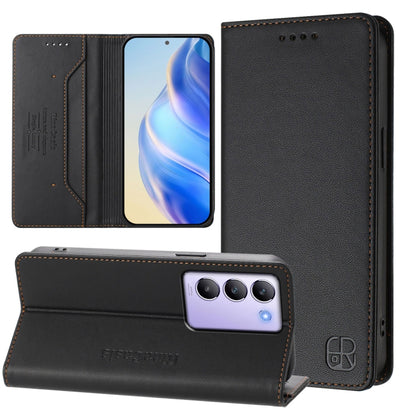 RC01 Dual-Folded Magnetic Suction RFID Leather Phone Case, For vivo iQOO Z9x, For vivo iQOO Z9 5G / Z9 Turbo 5G, For vivo Y100 5G IDN / Y200e 5G