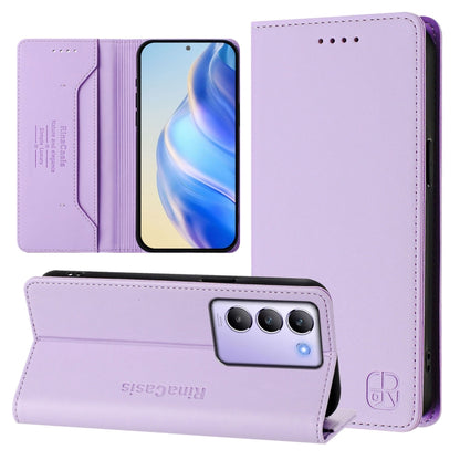 RC01 Dual-Folded Magnetic Suction RFID Leather Phone Case, For vivo iQOO Z9x, For vivo iQOO Z9 5G / Z9 Turbo 5G, For vivo Y100 5G IDN / Y200e 5G