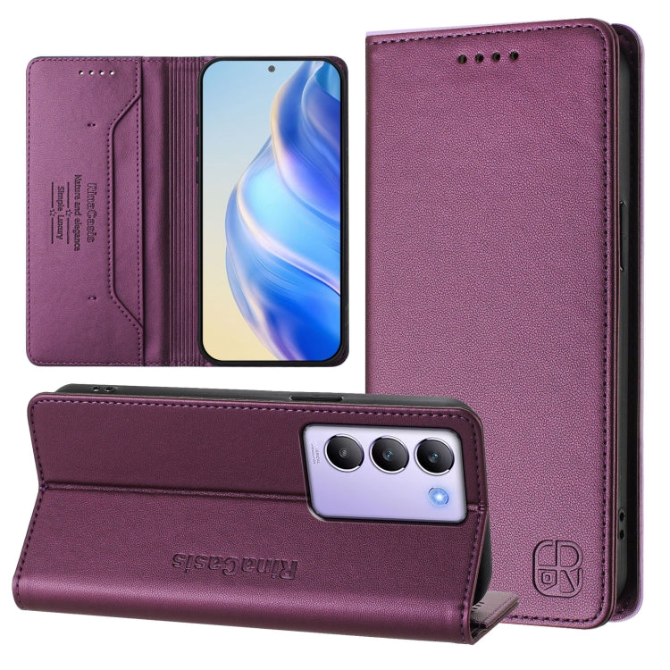 RC01 Dual-Folded Magnetic Suction RFID Leather Phone Case, For vivo iQOO Z9x, For vivo iQOO Z9 5G / Z9 Turbo 5G, For vivo Y100 5G IDN / Y200e 5G
