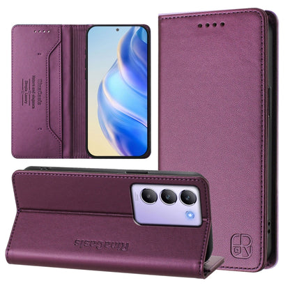 RC01 Dual-Folded Magnetic Suction RFID Leather Phone Case, For vivo iQOO Z9x, For vivo iQOO Z9 5G / Z9 Turbo 5G, For vivo Y100 5G IDN / Y200e 5G