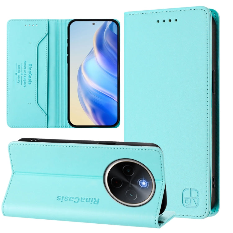 RC01 Dual-Folded Magnetic Suction RFID Leather Phone Case, For vivo V40 5G / V40 Pro 5G Global, For vivo Y300 Pro, For vivo iQOO Z9s Pro / T3 Pro India