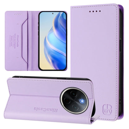 RC01 Dual-Folded Magnetic Suction RFID Leather Phone Case, For vivo V40 5G / V40 Pro 5G Global, For vivo Y300 Pro, For vivo iQOO Z9s Pro / T3 Pro India