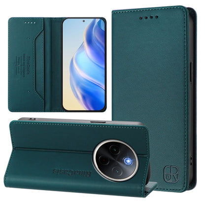 RC01 Dual-Folded Magnetic Suction RFID Leather Phone Case, For vivo V40 5G / V40 Pro 5G Global, For vivo Y300 Pro, For vivo iQOO Z9s Pro / T3 Pro India