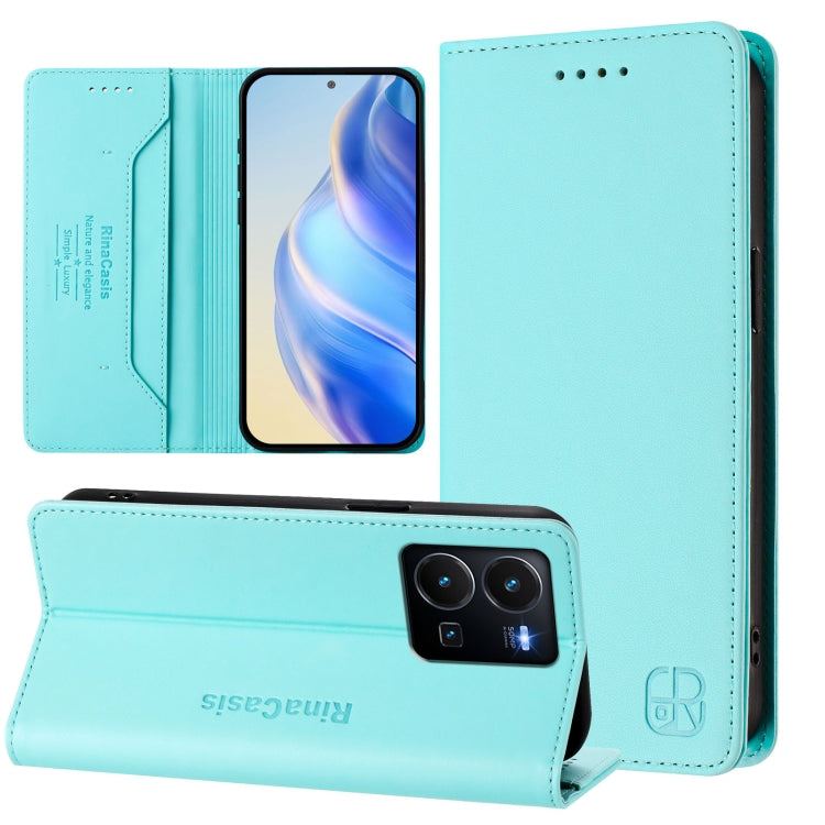 RC01 Dual-Folded Magnetic Suction RFID Leather Phone Case, For vivo Y35 4G / Y22 4G / Y77 5G, For vivo Y55s 2023 5G / iQOO U5e 5G, For vivo Y33s 4G Global / Y21T / Y21s