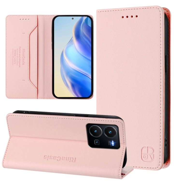 RC01 Dual-Folded Magnetic Suction RFID Leather Phone Case, For vivo Y35 4G / Y22 4G / Y77 5G, For vivo Y55s 2023 5G / iQOO U5e 5G, For vivo Y33s 4G Global / Y21T / Y21s
