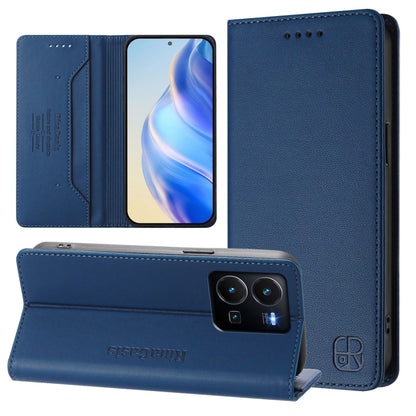RC01 Dual-Folded Magnetic Suction RFID Leather Phone Case, For vivo Y35 4G / Y22 4G / Y77 5G, For vivo Y55s 2023 5G / iQOO U5e 5G, For vivo Y33s 4G Global / Y21T / Y21s