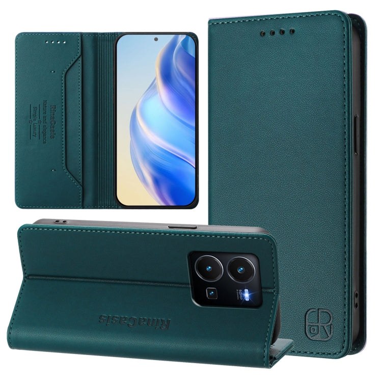 RC01 Dual-Folded Magnetic Suction RFID Leather Phone Case, For vivo Y35 4G / Y22 4G / Y77 5G, For vivo Y55s 2023 5G / iQOO U5e 5G, For vivo Y33s 4G Global / Y21T / Y21s