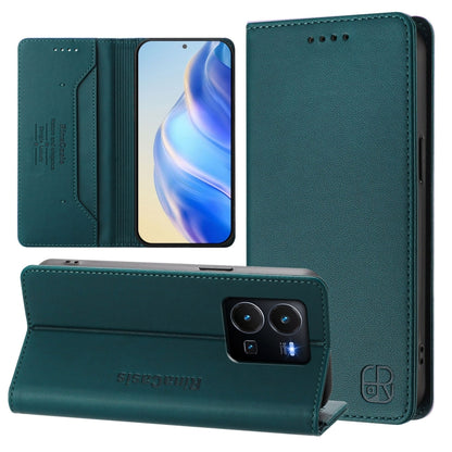 RC01 Dual-Folded Magnetic Suction RFID Leather Phone Case, For vivo Y35 4G / Y22 4G / Y77 5G, For vivo Y55s 2023 5G / iQOO U5e 5G, For vivo Y33s 4G Global / Y21T / Y21s