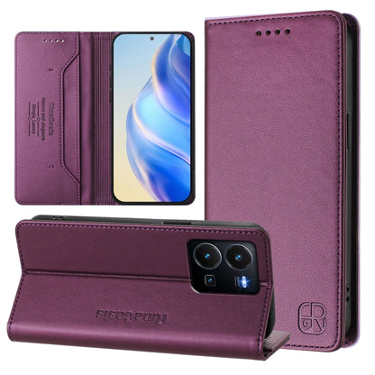 RC01 Dual-Folded Magnetic Suction RFID Leather Phone Case, For vivo Y35 4G / Y22 4G / Y77 5G, For vivo Y55s 2023 5G / iQOO U5e 5G, For vivo Y33s 4G Global / Y21T / Y21s