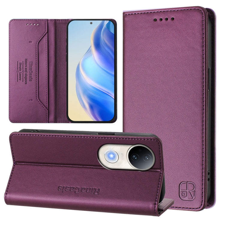 RC01 Dual-Folded Magnetic Suction RFID Leather Phone Case, For vivo S20 5G, For vivo S20 Pro 5G, For vivo Y300 5G