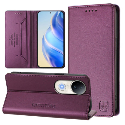 RC01 Dual-Folded Magnetic Suction RFID Leather Phone Case, For vivo S20 5G, For vivo S20 Pro 5G, For vivo Y300 5G