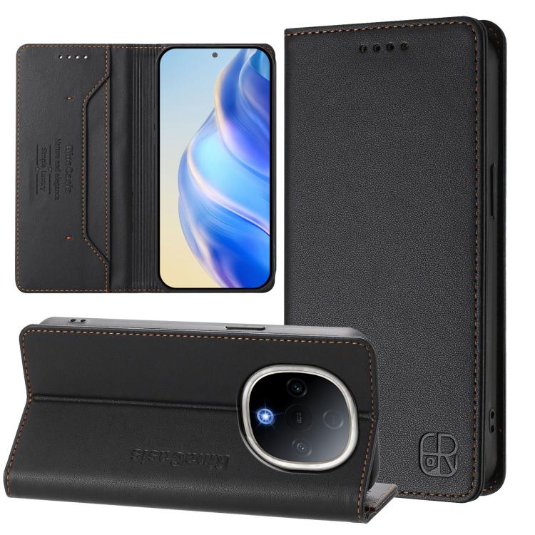 RC01 Dual-Folded Magnetic Suction RFID Leather Phone Case, For vivo S20 5G, For vivo S20 Pro 5G, For vivo Y300 5G
