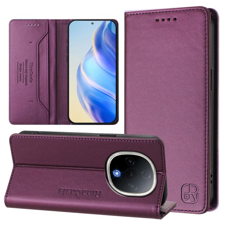 RC01 Dual-Folded Magnetic Suction RFID Leather Phone Case, For vivo S20 5G, For vivo S20 Pro 5G, For vivo Y300 5G