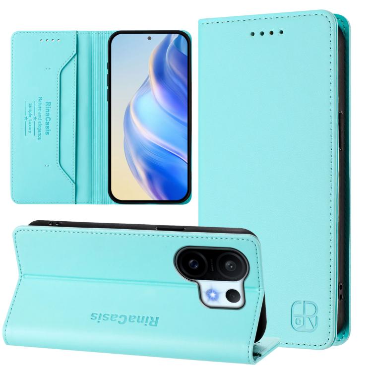 RC01 Dual-Folded Magnetic Suction RFID Leather Phone Case, For vivo Y400 4G, For vivo V60 5G Curved Global, For vivo S30 Pro mini