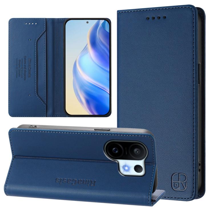 RC01 Dual-Folded Magnetic Suction RFID Leather Phone Case, For vivo Y400 4G, For vivo V60 5G Curved Global, For vivo S30 Pro mini