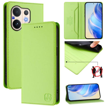 RC01 Dual-Folded Magnetic Suction RFID Leather Phone Case, For vivo Y400 4G, For vivo V60 5G Curved Global, For vivo S30 Pro mini