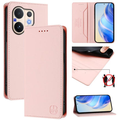 RC01 Dual-Folded Magnetic Suction RFID Leather Phone Case, For vivo Y400 4G, For vivo V60 5G Curved Global, For vivo S30 Pro mini
