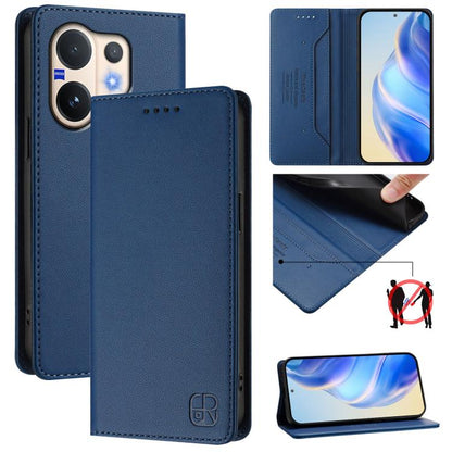 RC01 Dual-Folded Magnetic Suction RFID Leather Phone Case, For vivo Y400 4G, For vivo V60 5G Curved Global, For vivo S30 Pro mini