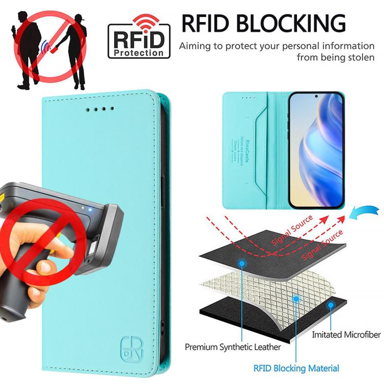 RC01 Dual-Folded Magnetic Suction RFID Leather Phone Case, For vivo Y400 4G, For vivo V60 5G Curved Global, For vivo S30 Pro mini
