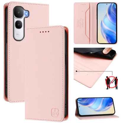 RC01 Dual-Folded Magnetic Suction RFID Leather Phone Case, For vivo Y400 4G, For vivo V60 5G Curved Global, For vivo S30 Pro mini