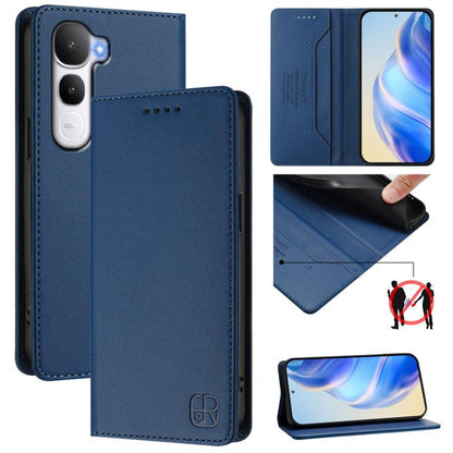 RC01 Dual-Folded Magnetic Suction RFID Leather Phone Case, For vivo Y400 4G, For vivo V60 5G Curved Global, For vivo S30 Pro mini