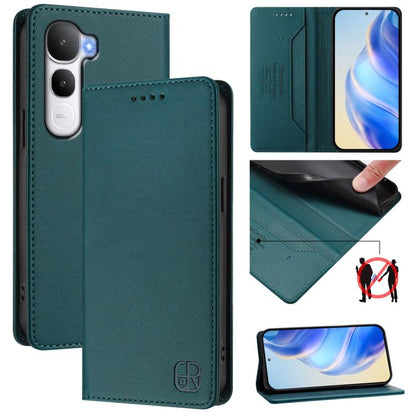 RC01 Dual-Folded Magnetic Suction RFID Leather Phone Case, For vivo Y400 4G, For vivo V60 5G Curved Global, For vivo S30 Pro mini