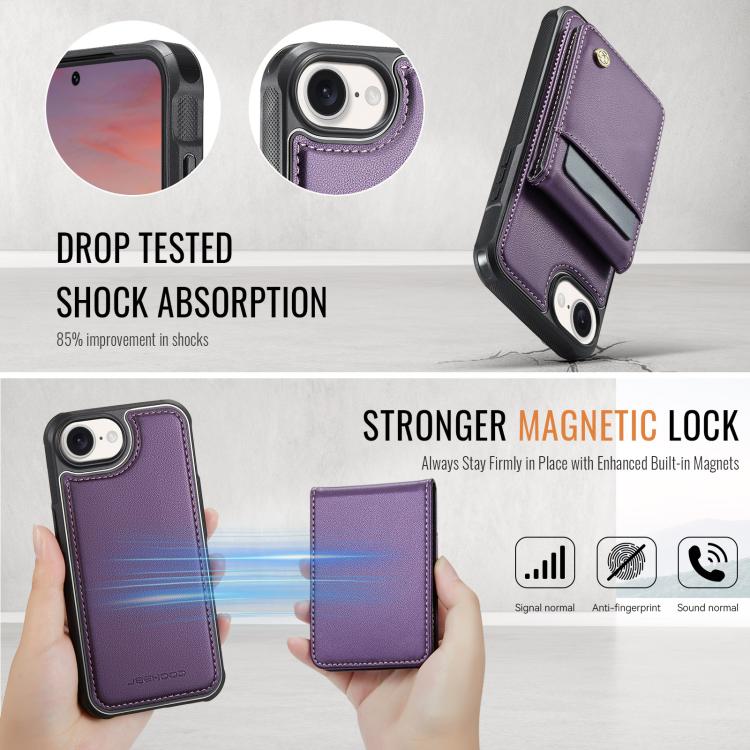 JEEHOOD J06 British Style RFID MagSafe Card Bag PU Phone Case, For iPhone 16e, For iPhone 16 Pro Max, For iPhone 16 Pro, For iPhone 16 Plus Apple Accessories engjee5042 iPhone 16e - JEEHOOD - Mobile Lens - Mobile Camera Lens - Cellphone Accessories - Phone Lens - Smartphone Lens
