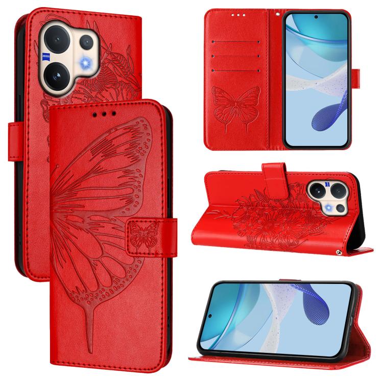 Embossed Butterfly Leather Phone Case, For vivo Y400 5G Global, For vivo Y400 4G, For vivo V60 5G Global