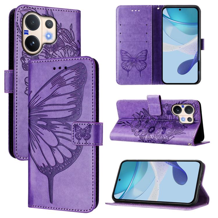 Embossed Butterfly Leather Phone Case, For vivo Y400 5G Global, For vivo Y400 4G, For vivo V60 5G Global