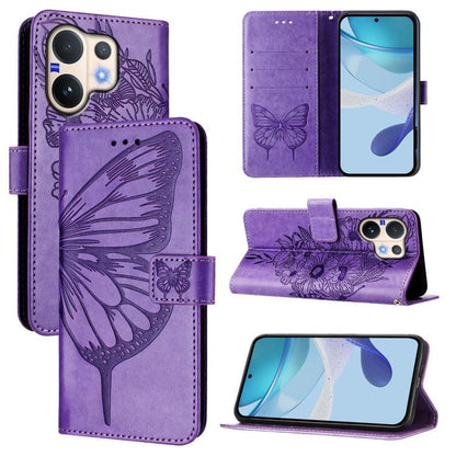 Embossed Butterfly Leather Phone Case, For vivo Y400 5G Global, For vivo Y400 4G, For vivo V60 5G Global