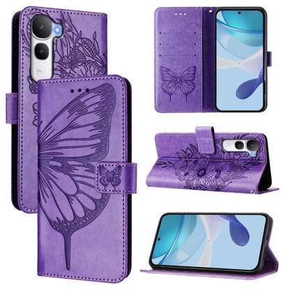 Embossed Butterfly Leather Phone Case, For vivo Y400 5G Global, For vivo Y400 4G, For vivo V60 5G Global