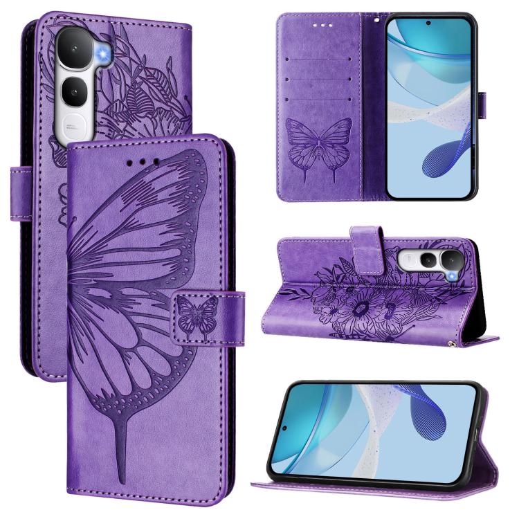 Embossed Butterfly Leather Phone Case, For vivo Y400 5G Global, For vivo Y400 4G, For vivo V60 5G Global