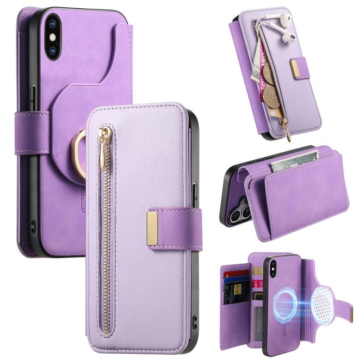 Ring Zipper Wallet RFID Blocking MagSafe Leather Phone Case, For iPhone XR, For iPhone XS Max, For iPhone 7 Plus / 8 Plus Apple Accessories engrin5350 More iPhone Cases - APEXEL INDIA - Mobile Lens - Mobile Camera Lens - Cellphone Accessories - Phone Lens - Smartphone Lens