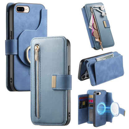 Ring Zipper Wallet RFID Blocking MagSafe Leather Phone Case, For iPhone 7 Plus / 8 Plus
