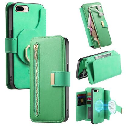 Ring Zipper Wallet RFID Blocking MagSafe Leather Phone Case, For iPhone 7 Plus / 8 Plus